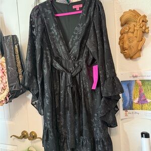 Betsey Johnson Charcoal Lace Overlay Dress